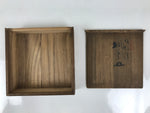 Japanese Wooden Lidded Pottery Plate Storage Box Inside 16x16x4cm Brown X175
