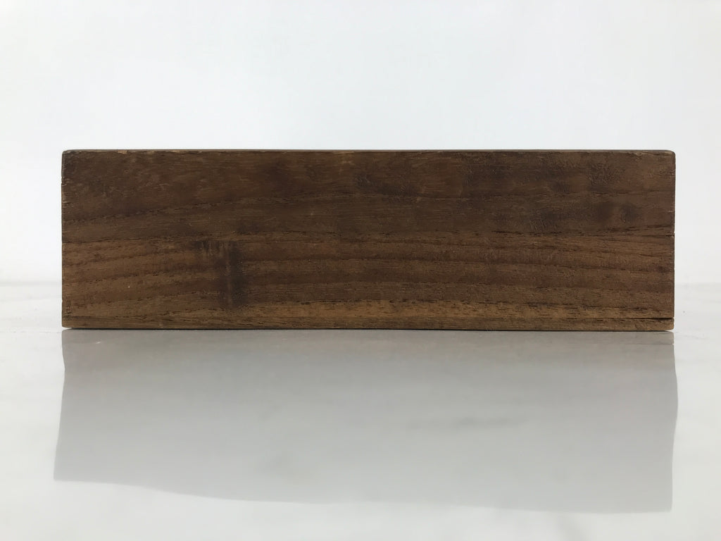 Japanese Wooden Lidded Pottery Plate Storage Box Inside 16x16x4cm Brown X175