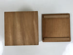 Japanese Wooden Lidded Pottery Storage Box Inside 10.5x10.7x7.5cm Brown X201