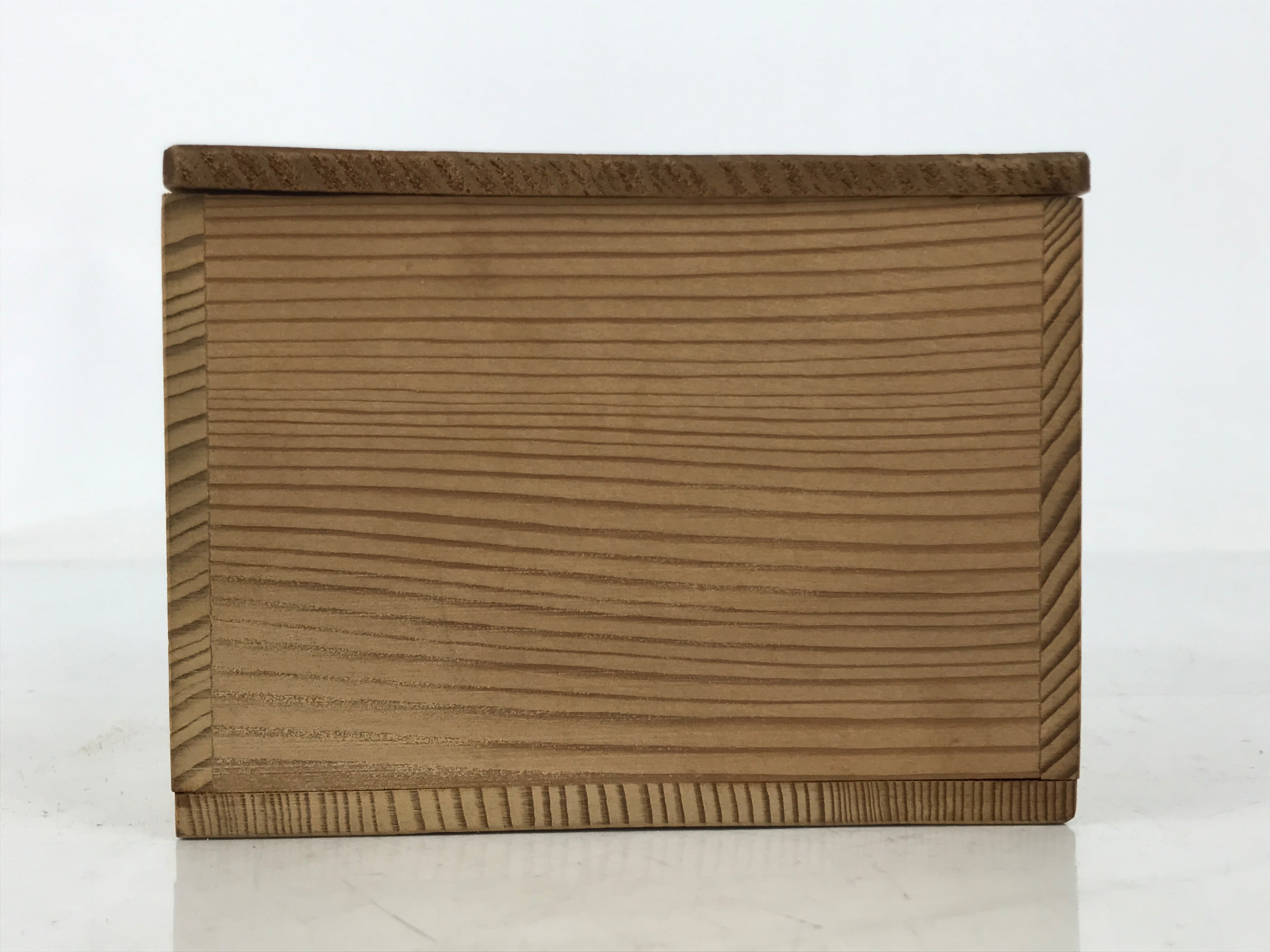 Japanese Wooden Lidded Pottery Storage Box Inside 10.5x10.7x7.5cm Brown X201