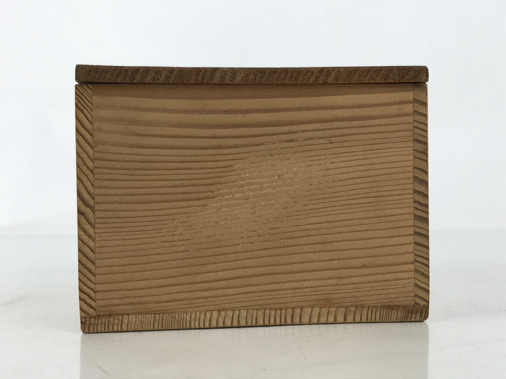Japanese Wooden Lidded Pottery Storage Box Inside 10.5x10.7x7.5cm Brown X201