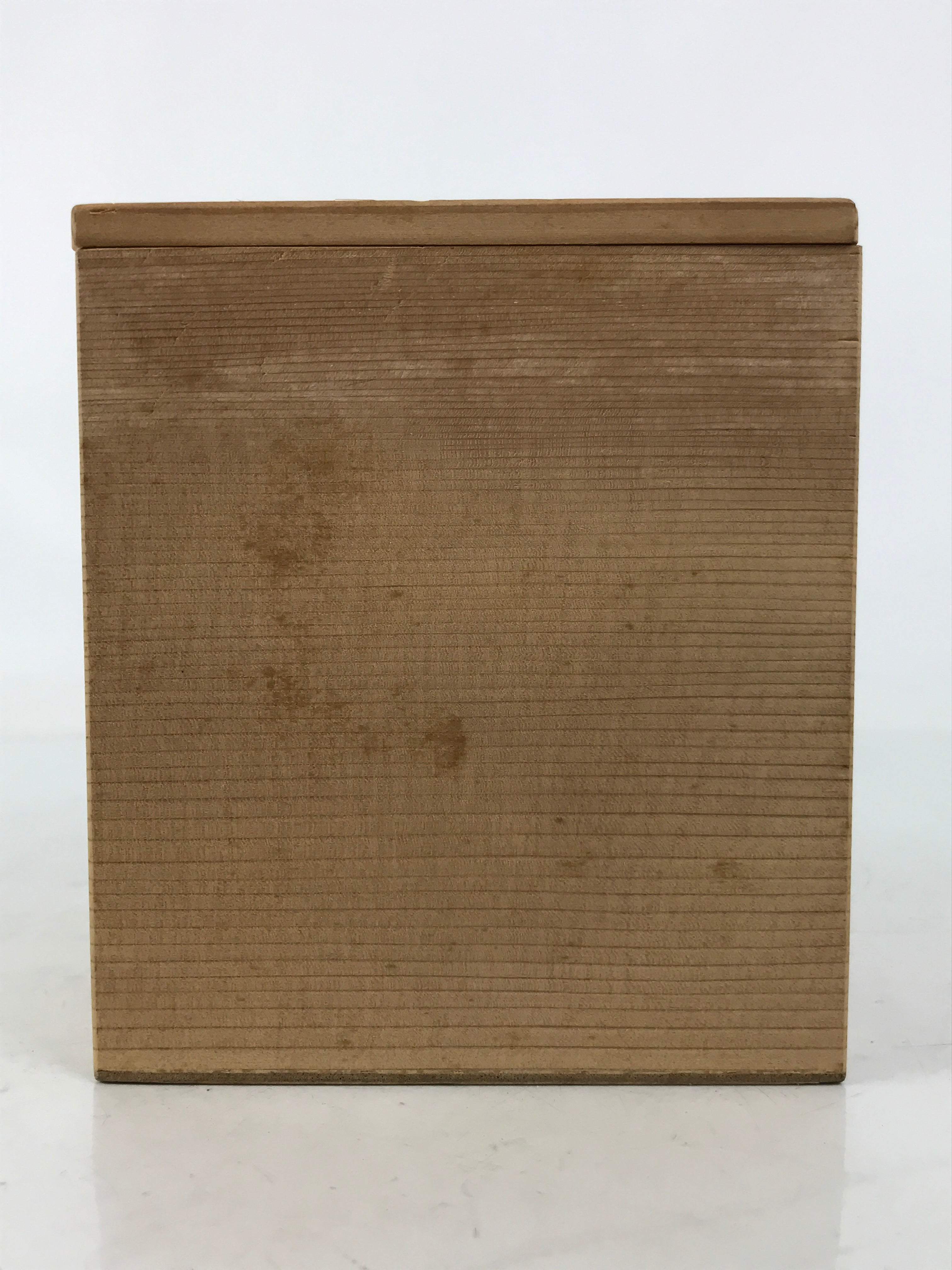 Japanese Wooden Lidded Pottery Storage Box Inside 10x10x12cm Brown X187