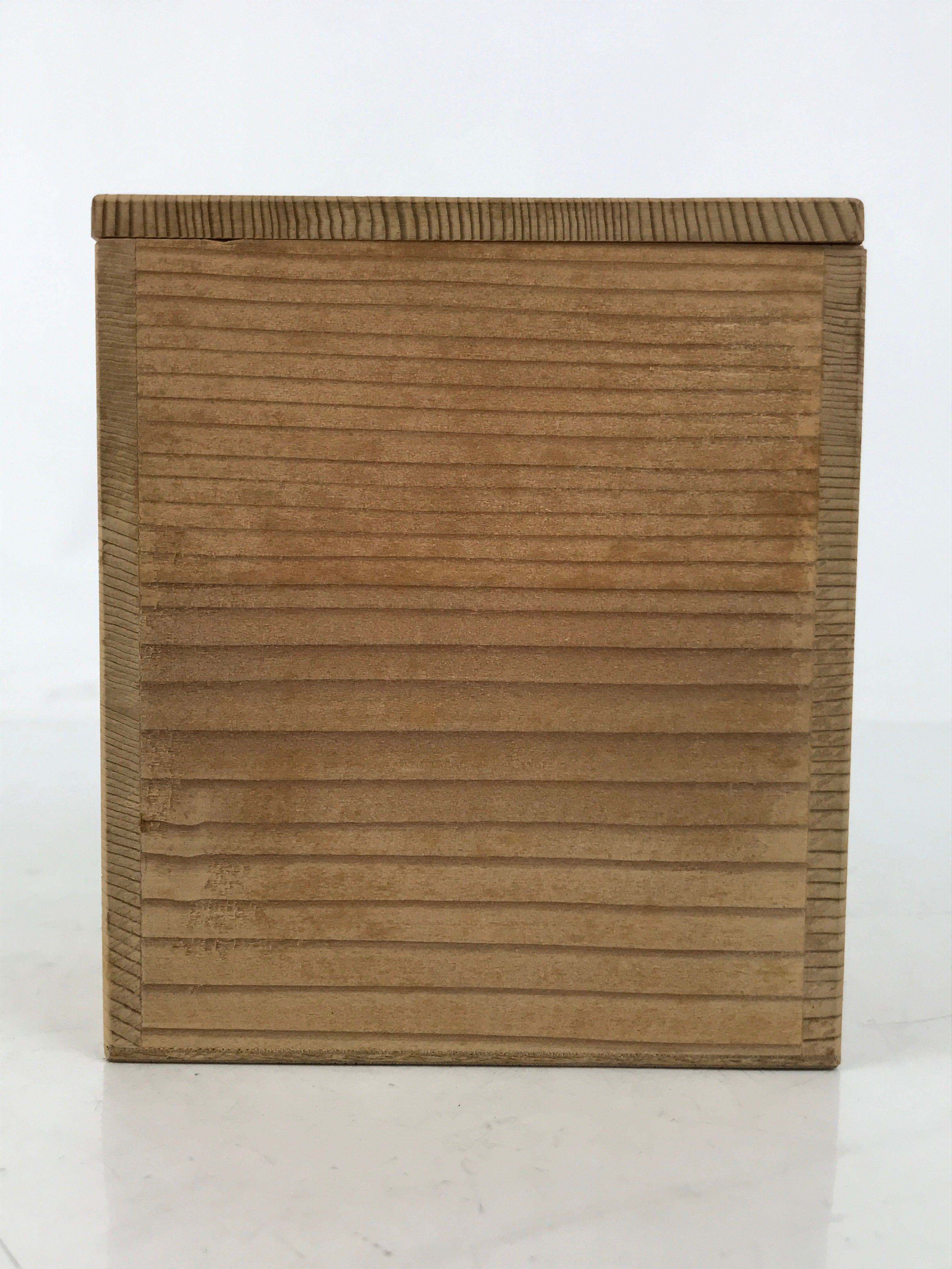 Japanese Wooden Lidded Pottery Storage Box Inside 10x10x12cm Brown X187