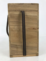 Japanese Wooden Lidded Pottery Storage Box Inside 11.2x11.2x17.7cm Brown X164