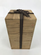 Japanese Wooden Lidded Pottery Storage Box Inside 11.2x11.2x17.7cm Brown X164