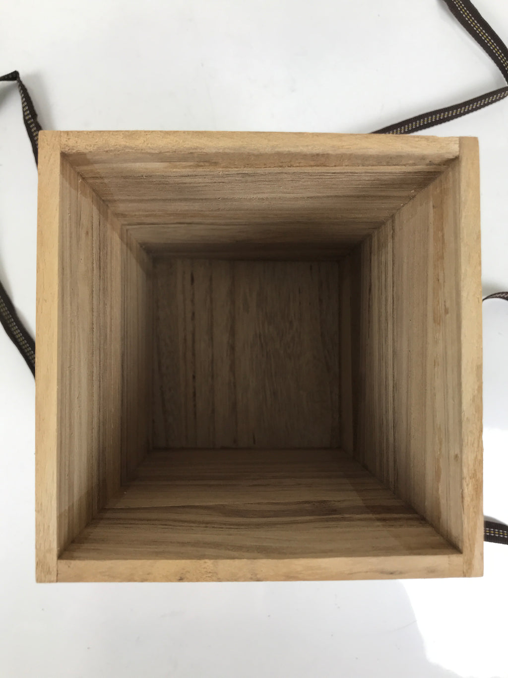 Japanese Wooden Lidded Pottery Storage Box Inside 11.2x11.2x17.7cm Brown X164