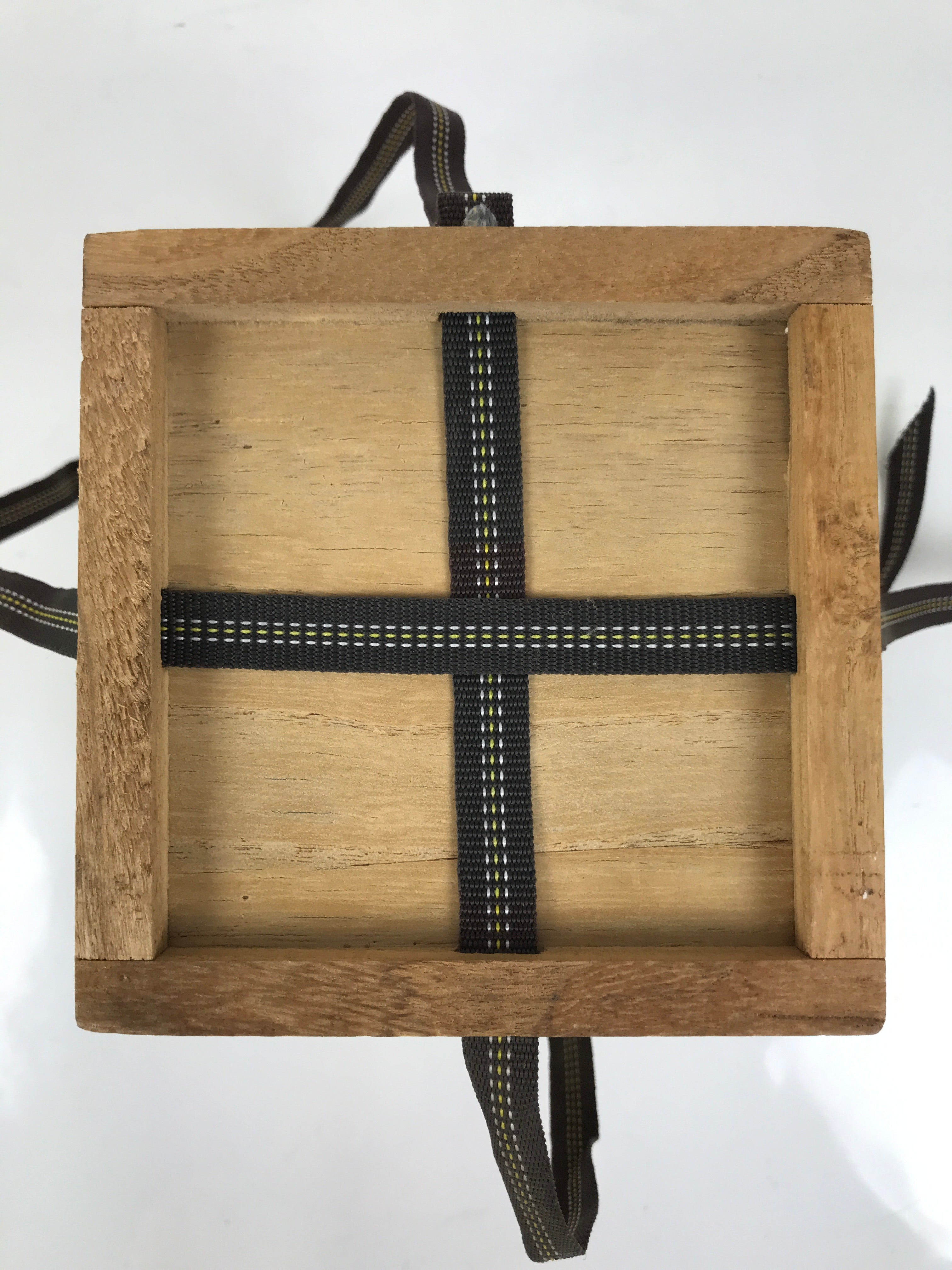 Japanese Wooden Lidded Pottery Storage Box Inside 11.2x11.2x17.7cm Brown X164
