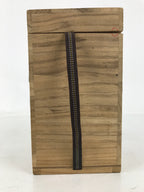 Japanese Wooden Lidded Pottery Storage Box Inside 11.2x11.2x17.7cm Brown X164