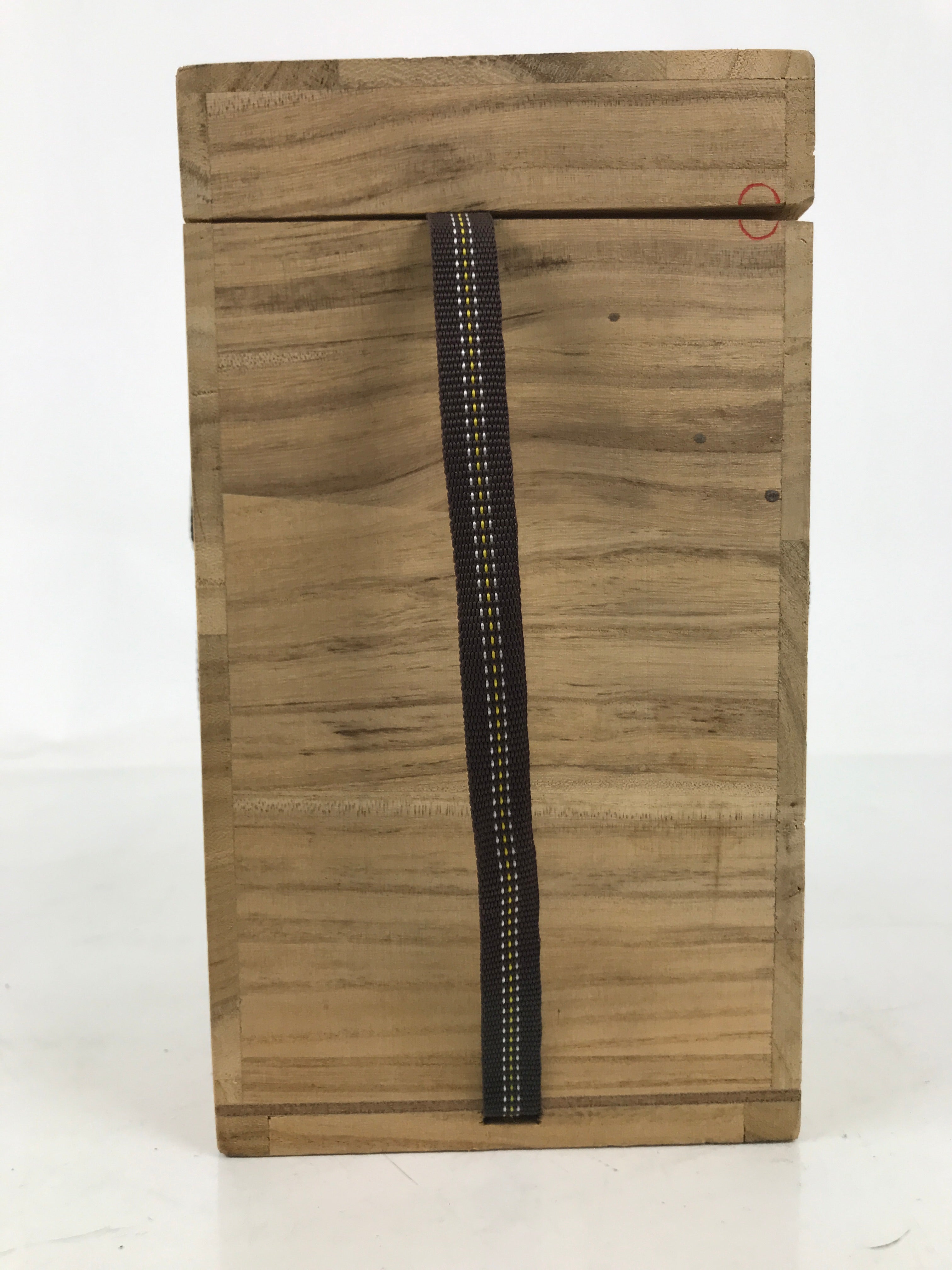 Japanese Wooden Lidded Pottery Storage Box Inside 11.2x11.2x17.7cm Brown X164