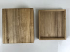 Japanese Wooden Lidded Pottery Storage Box Inside 11.8x10x7.4cm Brown X200