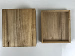 Japanese Wooden Lidded Pottery Storage Box Inside 11.8x10x7.4cm Brown X200
