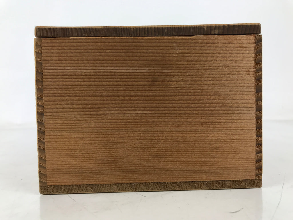 Japanese Wooden Lidded Pottery Storage Box Inside 13x12.9x9cm Brown X209