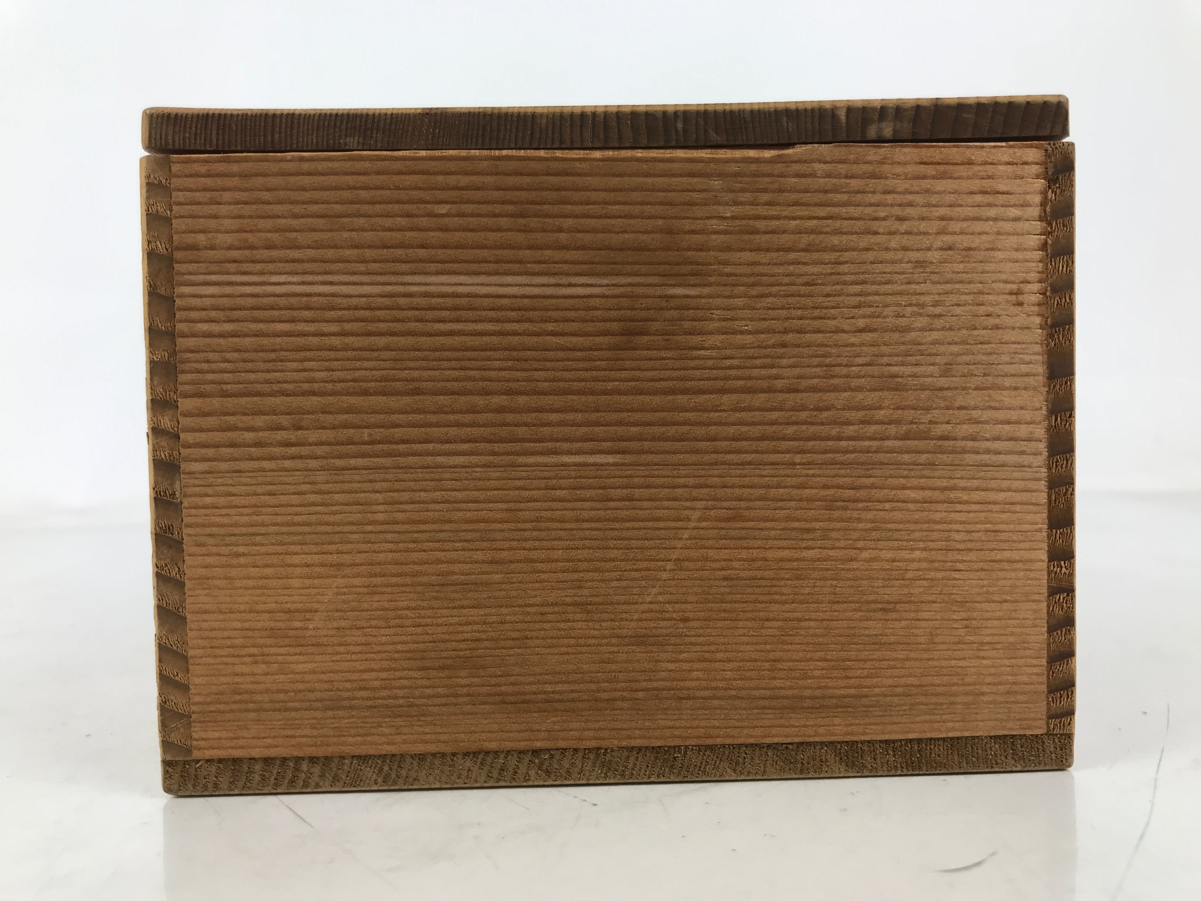 Japanese Wooden Lidded Pottery Storage Box Inside 13x12.9x9cm Brown X209