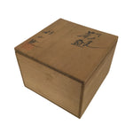 Japanese Wooden Lidded Pottery Storage Box Inside 13x12.9x9cm Brown X209