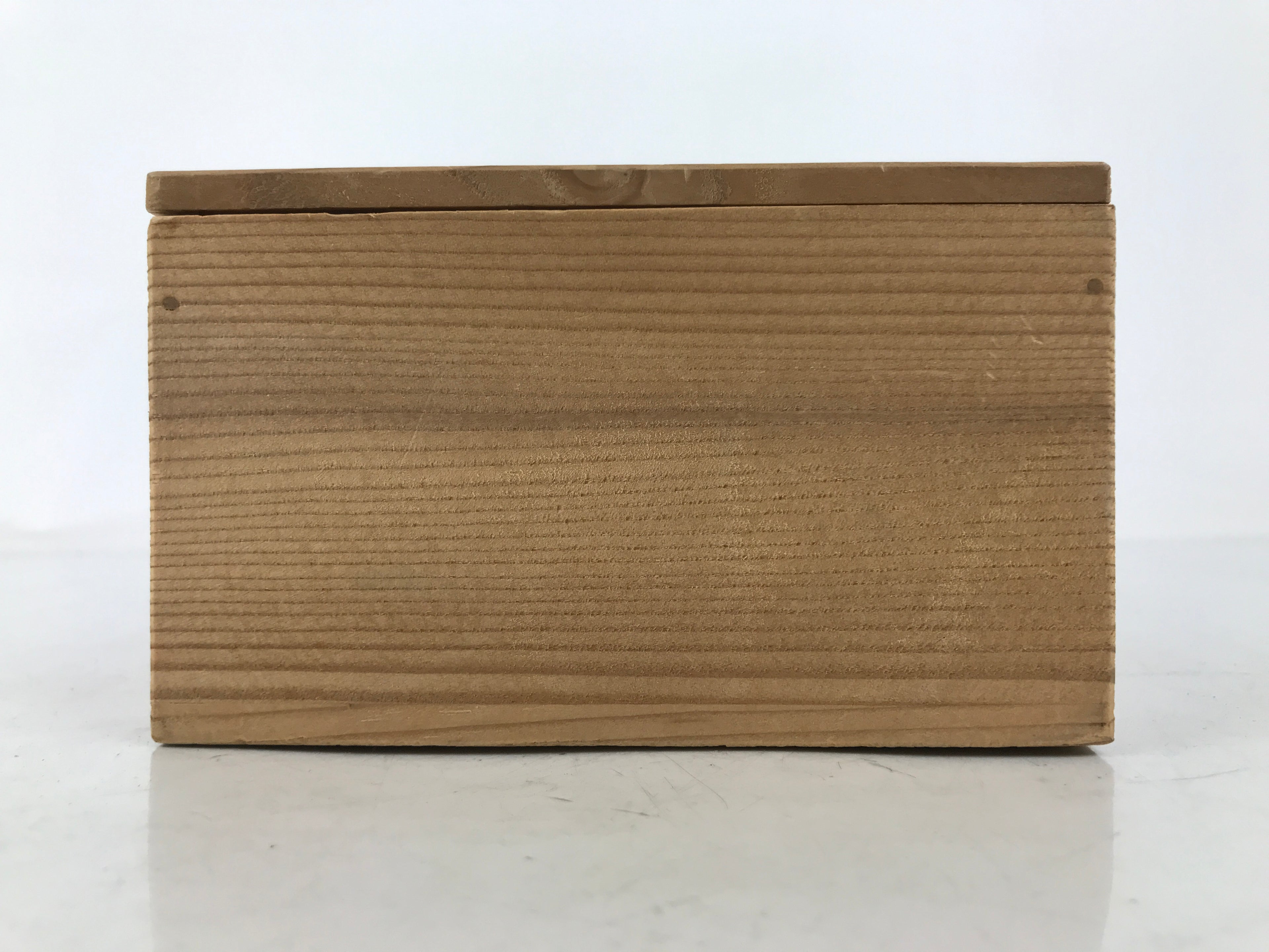 Japanese Wooden Lidded Pottery Storage Box Inside 13x13x7.2cm Brown X189