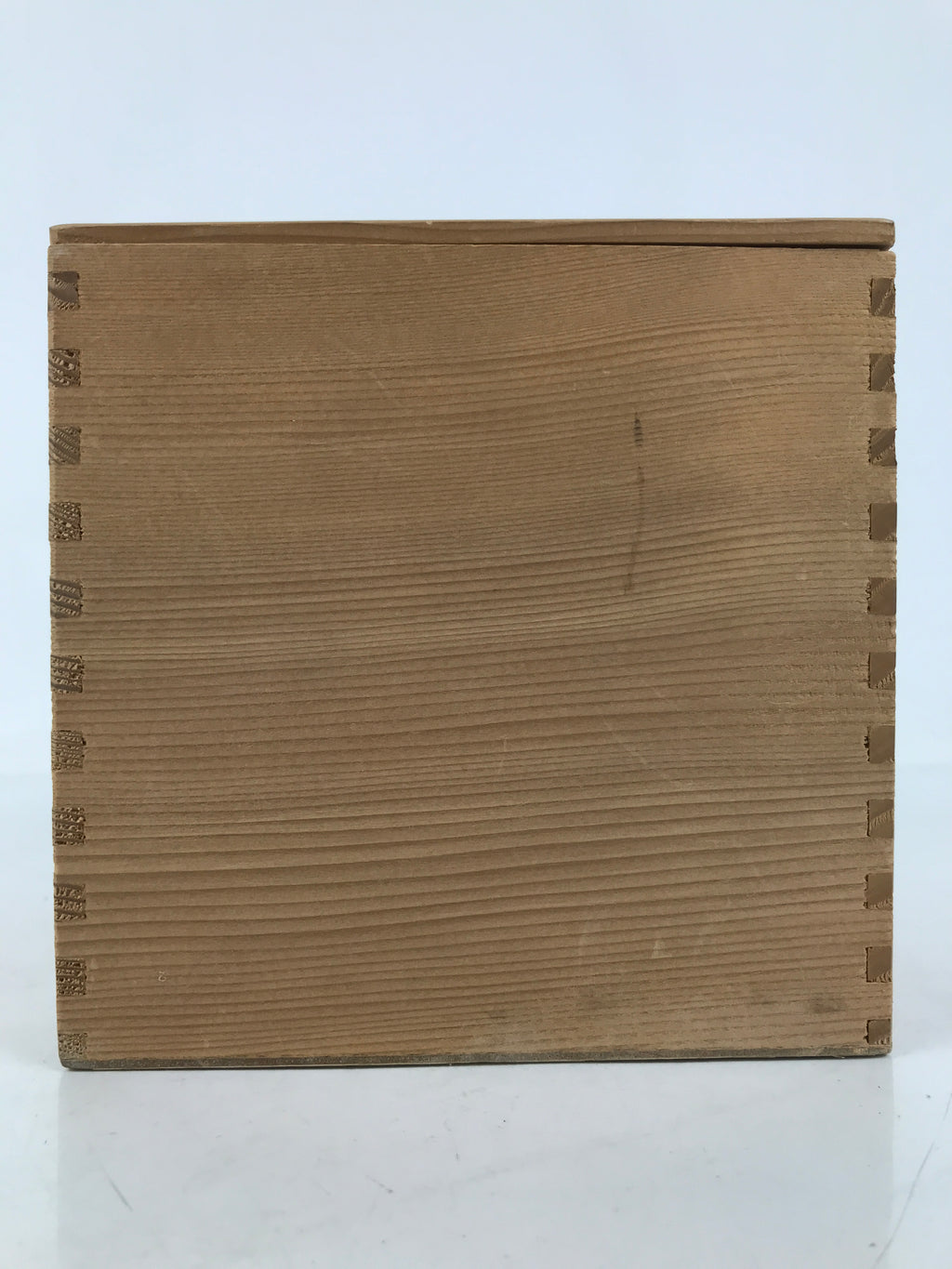 Japanese Wooden Lidded Pottery Storage Box Inside 15.6x15.8x16.2cm Brown X190