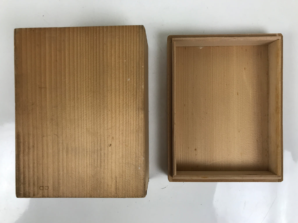 Japanese Wooden Lidded Pottery Storage Box Inside 17.3x13x7cm Brown X191