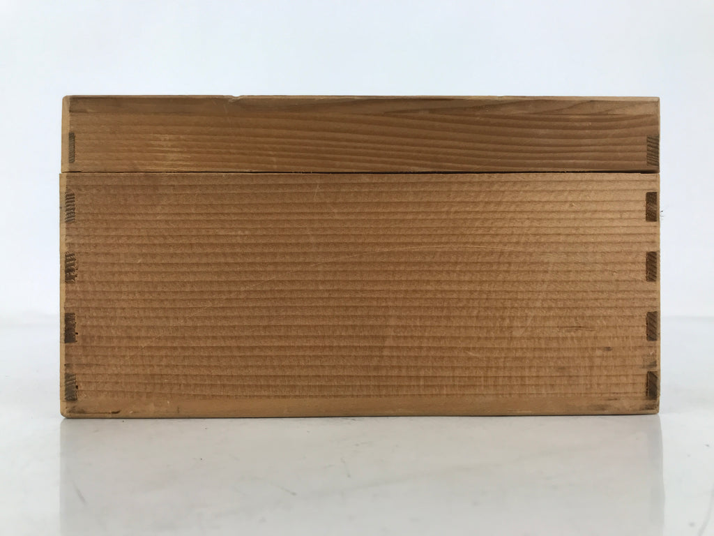 Japanese Wooden Lidded Pottery Storage Box Inside 17.3x13x7cm Brown X191