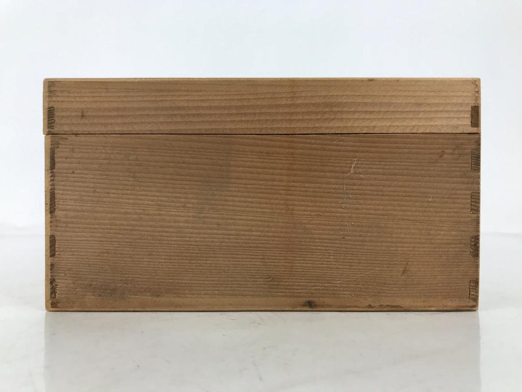 Japanese Wooden Lidded Pottery Storage Box Inside 17.3x13x7cm Brown X191
