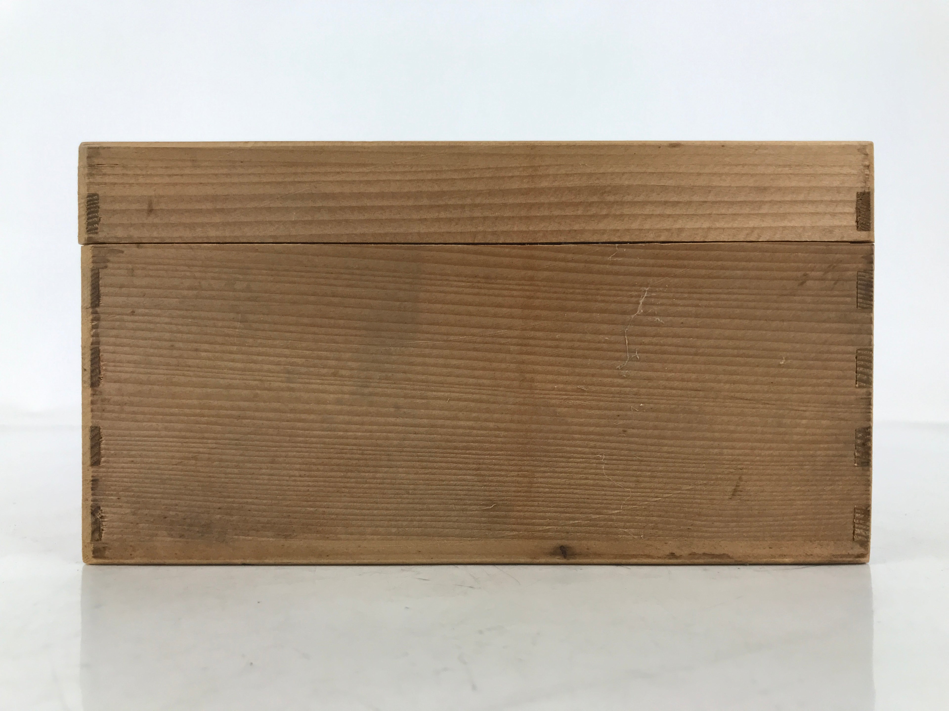 Japanese Wooden Lidded Pottery Storage Box Inside 17.3x13x7cm Brown X191