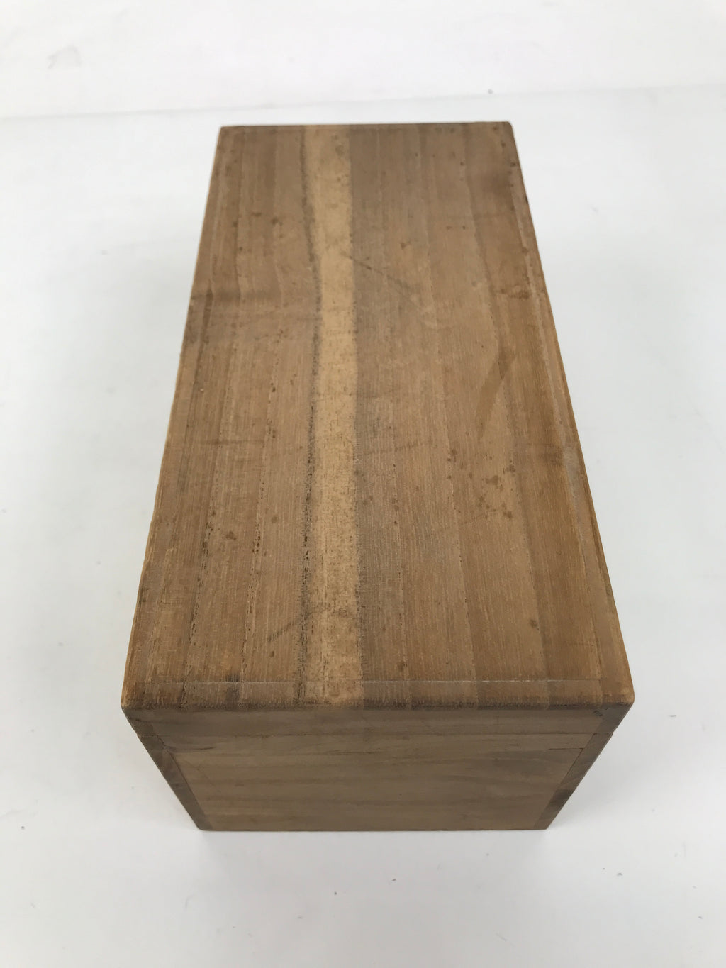 Japanese Wooden Lidded Pottery Storage Box Inside 21.7x10x8.6cm Brown X193