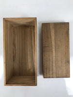 Japanese Wooden Lidded Pottery Storage Box Inside 21.7x10x8.6cm Brown X193