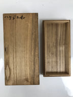 Japanese Wooden Lidded Pottery Storage Box Inside 21.7x10x8.6cm Brown X193