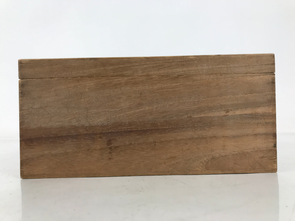 Japanese Wooden Lidded Pottery Storage Box Inside 21.7x10x8.6cm Brown X193