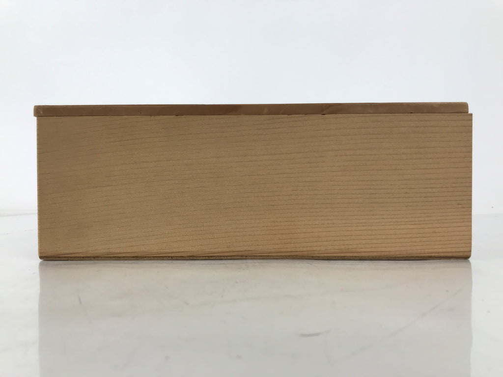 Japanese Wooden Lidded Pottery Storage Box Inside 23.7x8x8cm Brown X208