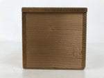 Japanese Wooden Lidded Pottery Storage Box Inside 23.7x8x8cm Brown X208