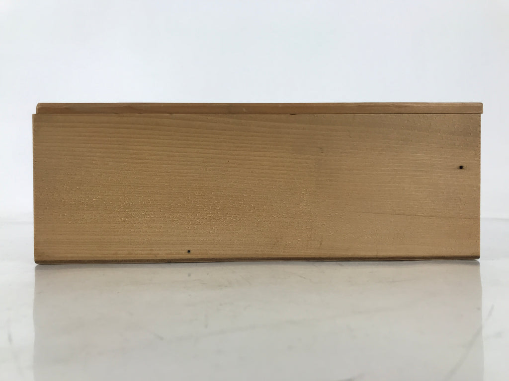 Japanese Wooden Lidded Pottery Storage Box Inside 23.7x8x8cm Brown X208