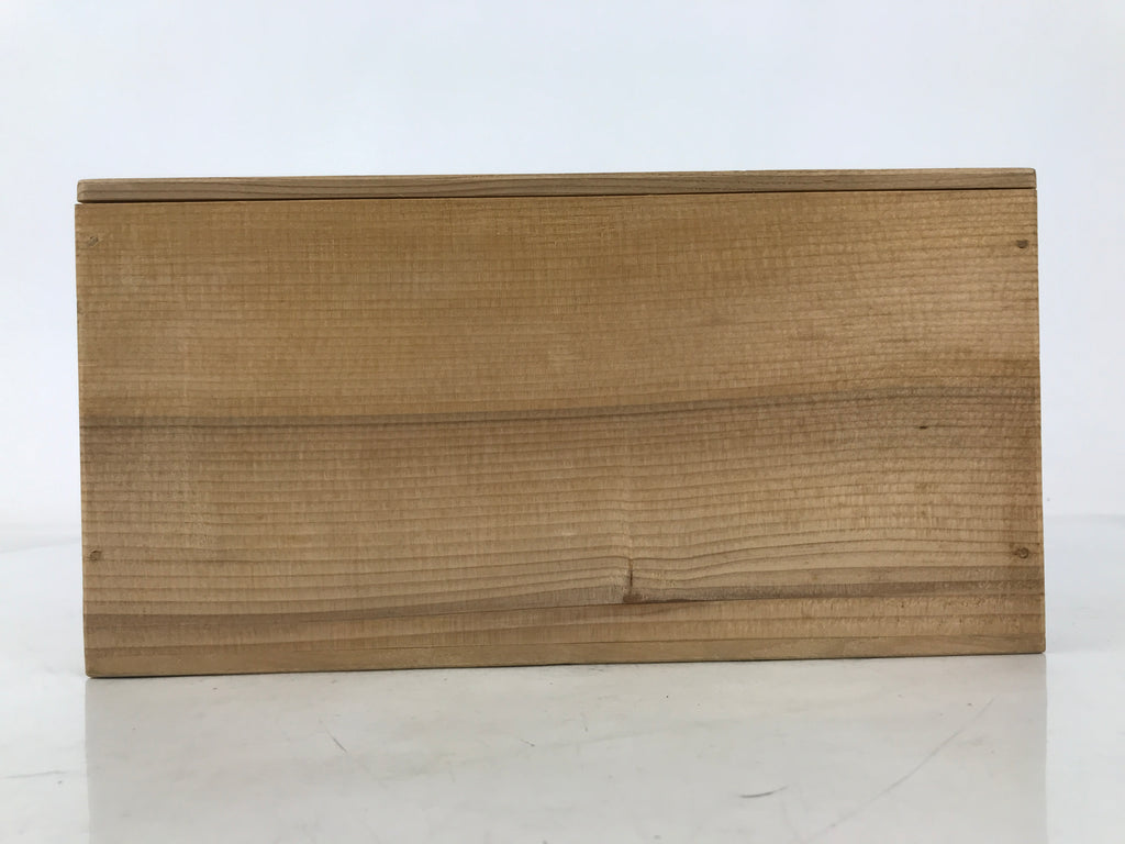 Japanese Wooden Lidded Pottery Storage Box Inside 25.7x12.8x12.8cm Brown X202