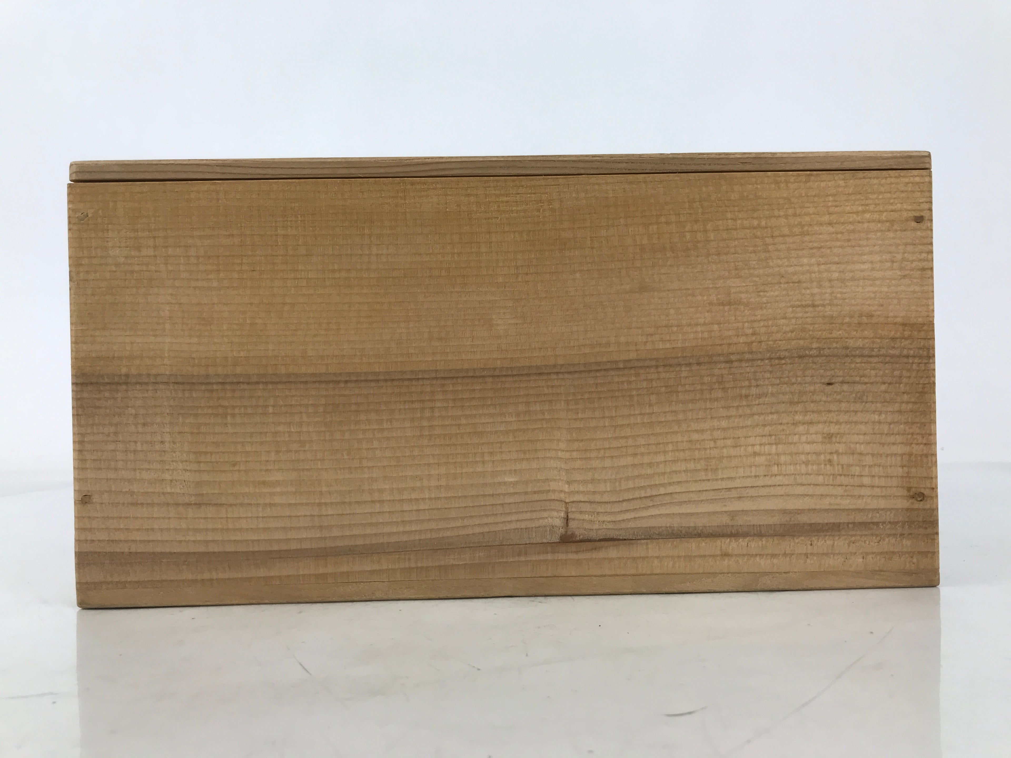 Japanese Wooden Lidded Pottery Storage Box Inside 25.7x12.8x12.8cm Brown X202