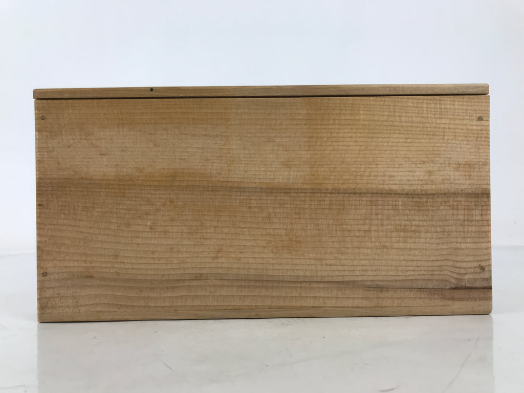 Japanese Wooden Lidded Pottery Storage Box Inside 25.7x12.8x12.8cm Brown X202