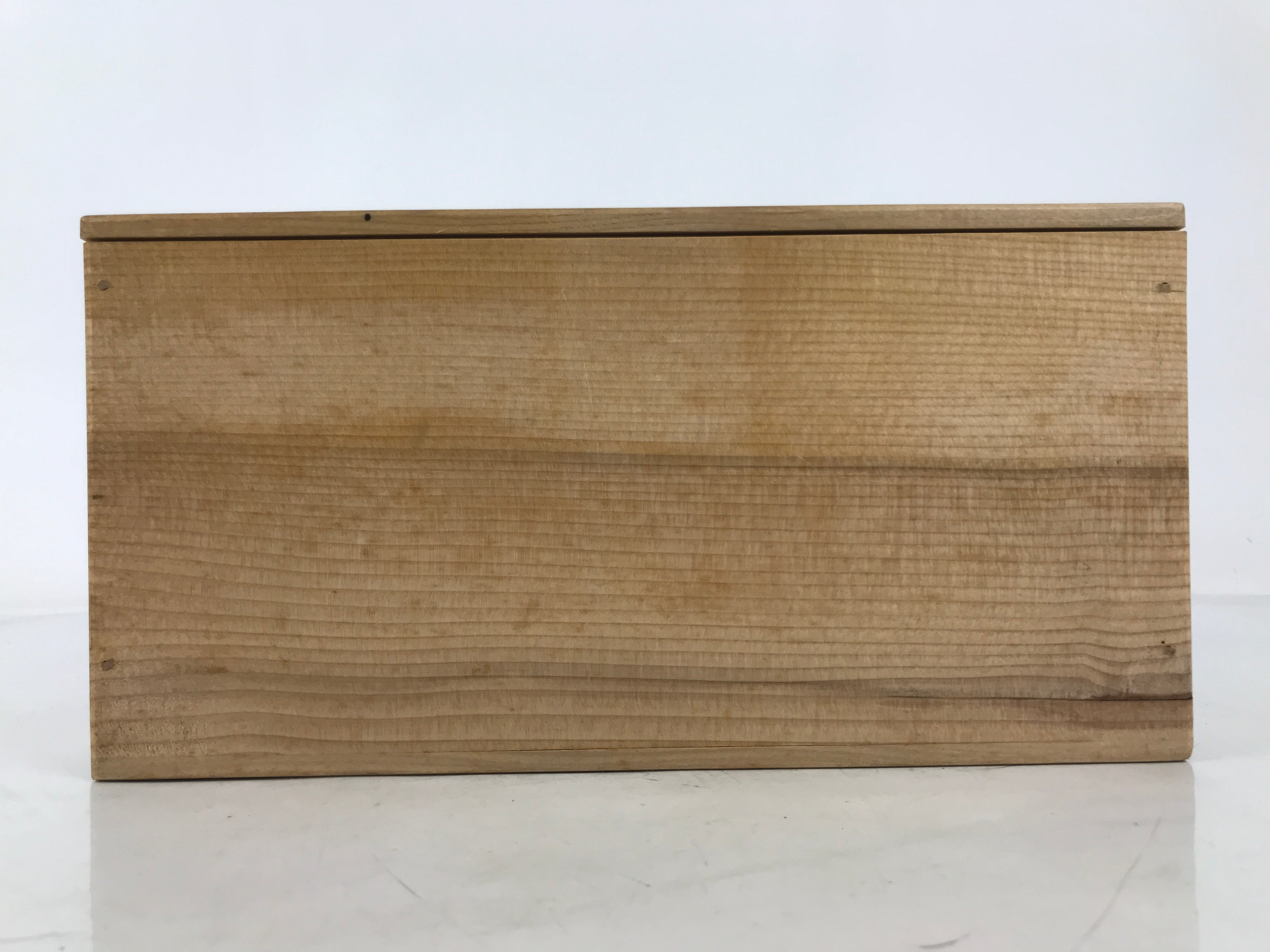 Japanese Wooden Lidded Pottery Storage Box Inside 25.7x12.8x12.8cm Brown X202