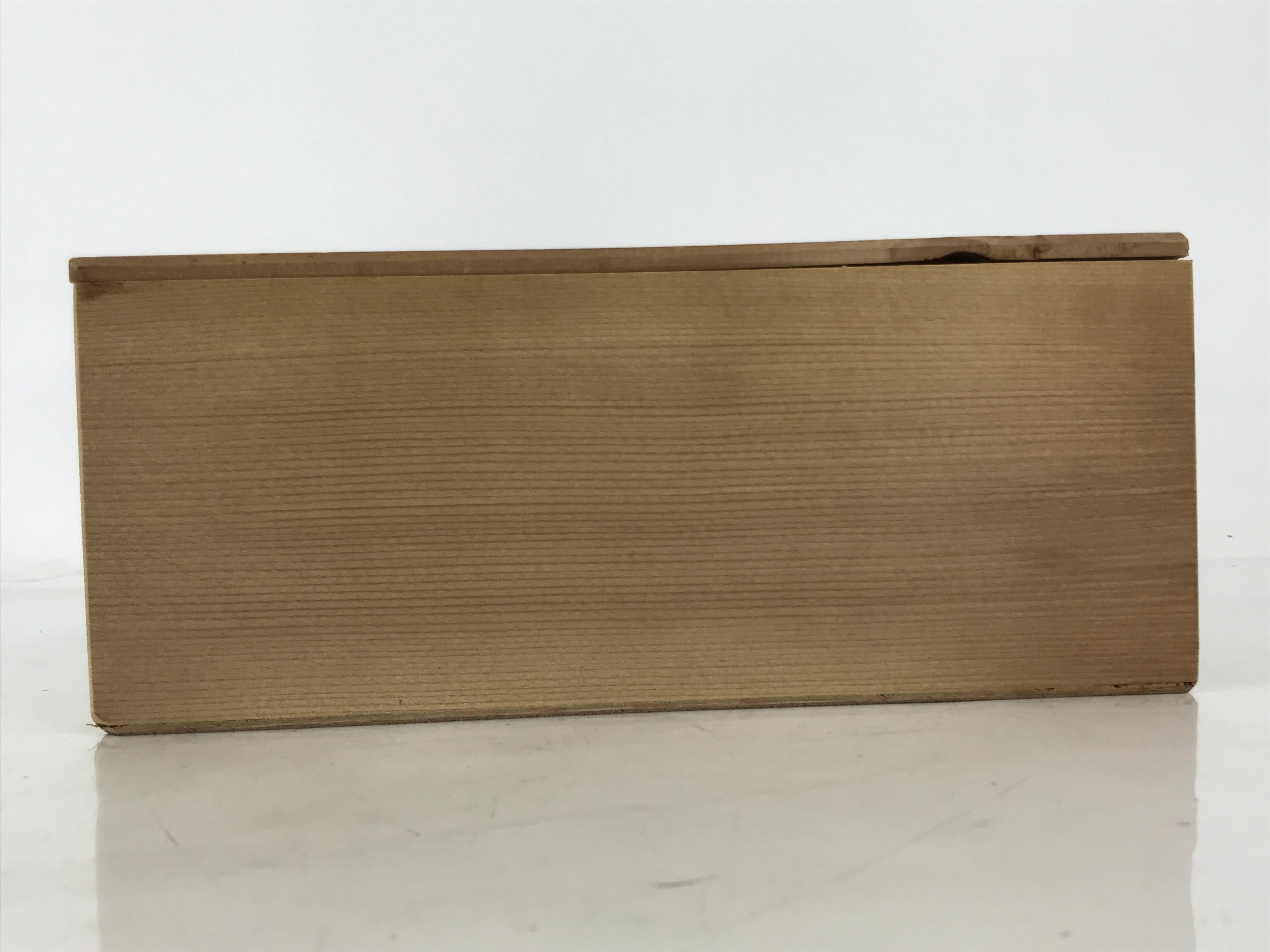 Japanese Wooden Lidded Pottery Storage Box Inside 25x10.1x10.1cm Brown X176