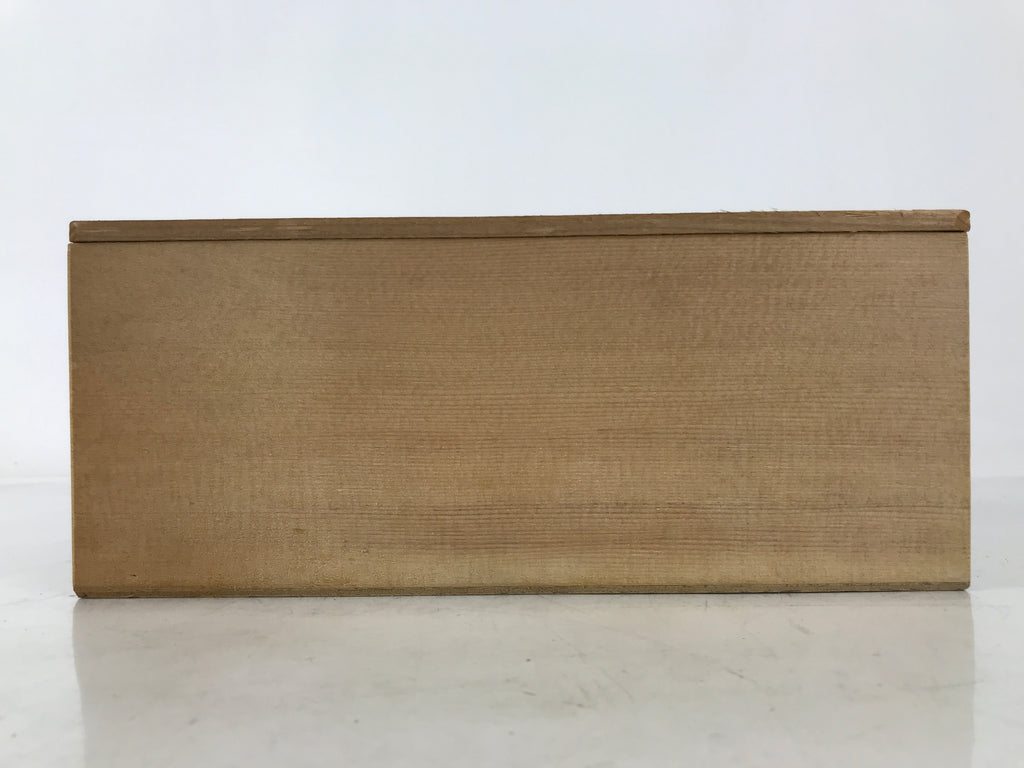Japanese Wooden Lidded Pottery Storage Box Inside 25x10.3x10.2cm Brown X194