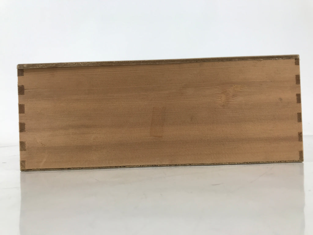 Japanese Wooden Lidded Pottery Storage Box Inside 26.3x19.2x9.7cm Brown X206
