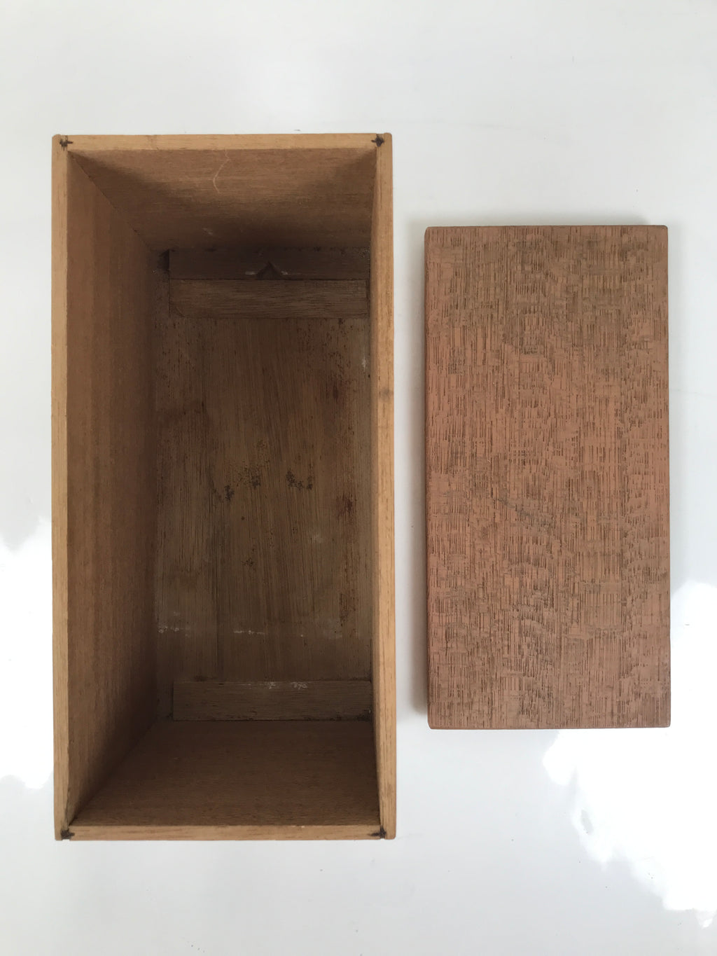Japanese Wooden Lidded Pottery Storage Box Inside 26x12x13cm Brown X203