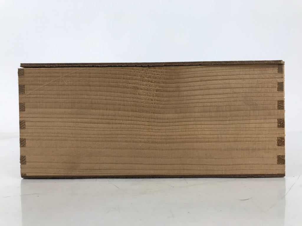 Japanese Wooden Lidded Pottery Storage Box Inside 27x21x9cm Brown X205