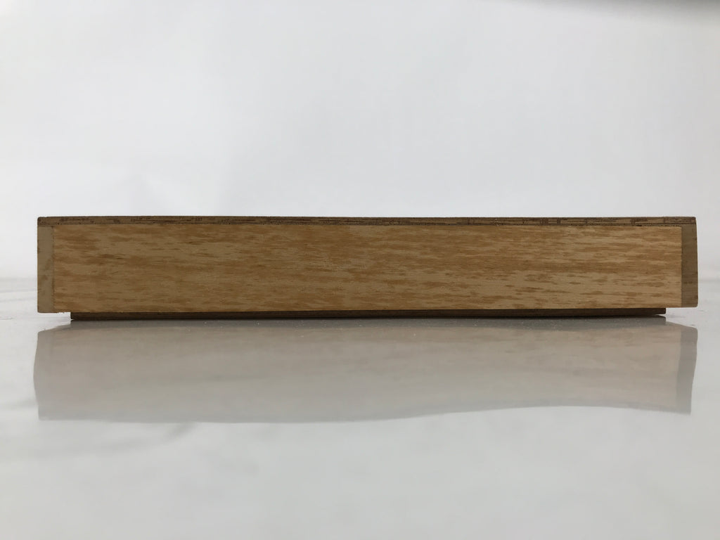 Japanese Wooden Lidded Pottery Storage Box Inside 28.3x18.2x2.6cm Brown X210