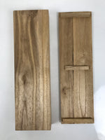 Japanese Wooden Lidded Pottery Storage Box Inside 28.3x7.5x2.9cm Brown X195