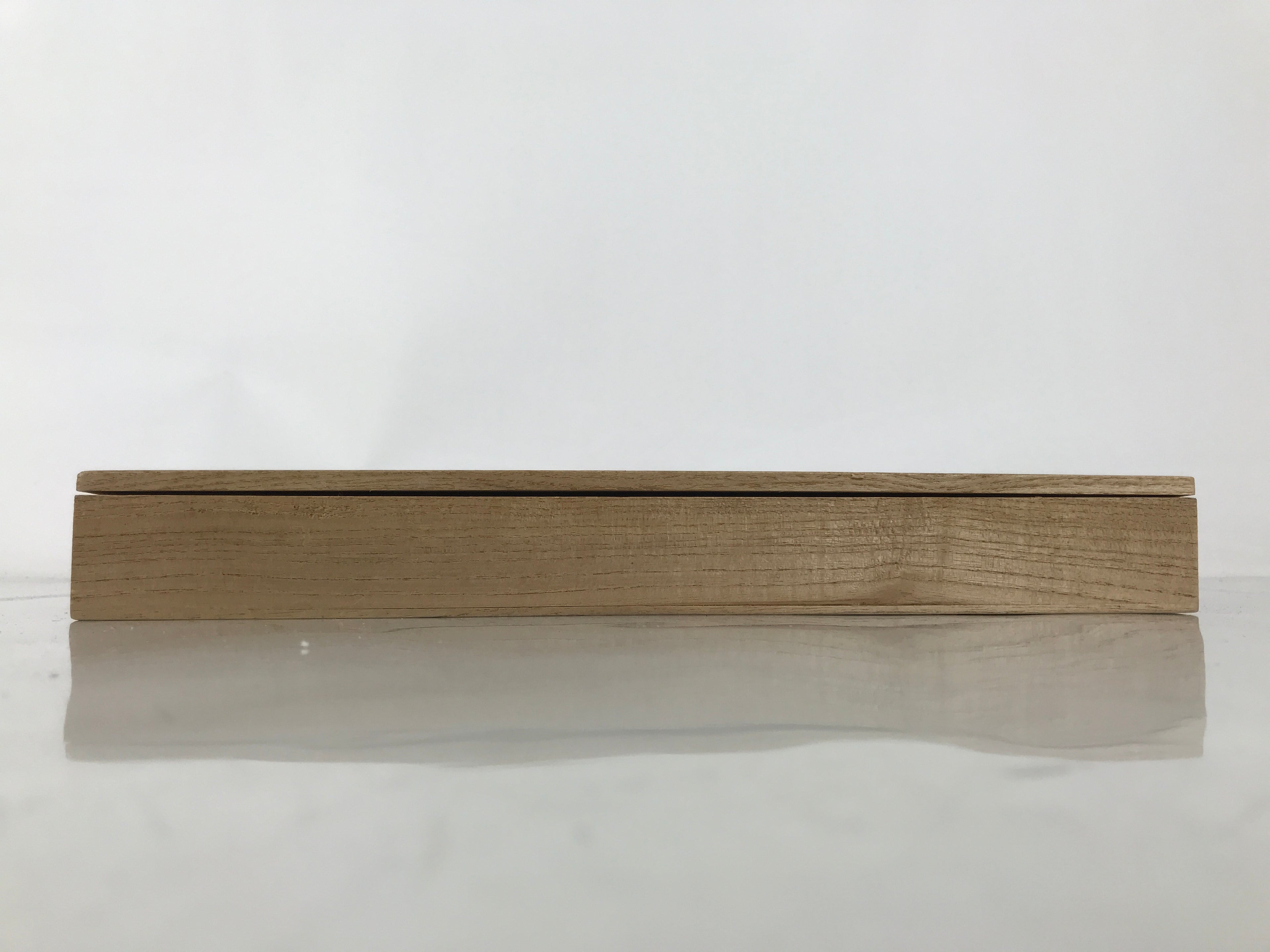 Japanese Wooden Lidded Pottery Storage Box Inside 28.3x7.5x2.9cm Brown X195
