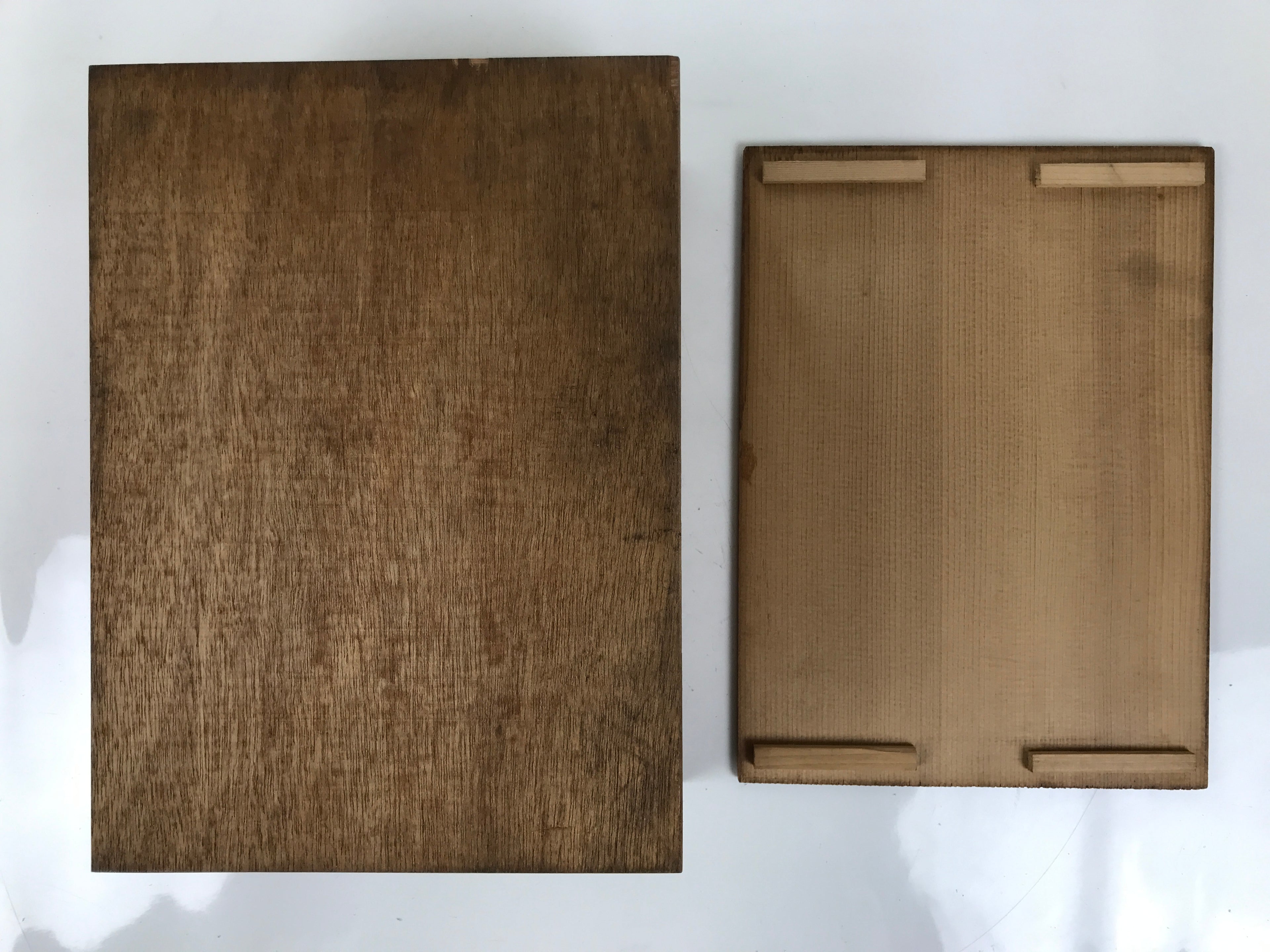 Japanese Wooden Lidded Pottery Storage Box Inside 28.4x20.5x11.4cm Brown X179