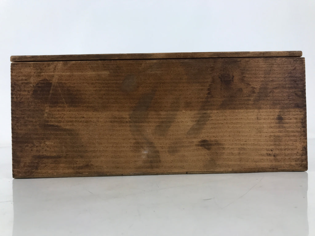 Japanese Wooden Lidded Pottery Storage Box Inside 28.4x20.5x11.4cm Brown X179