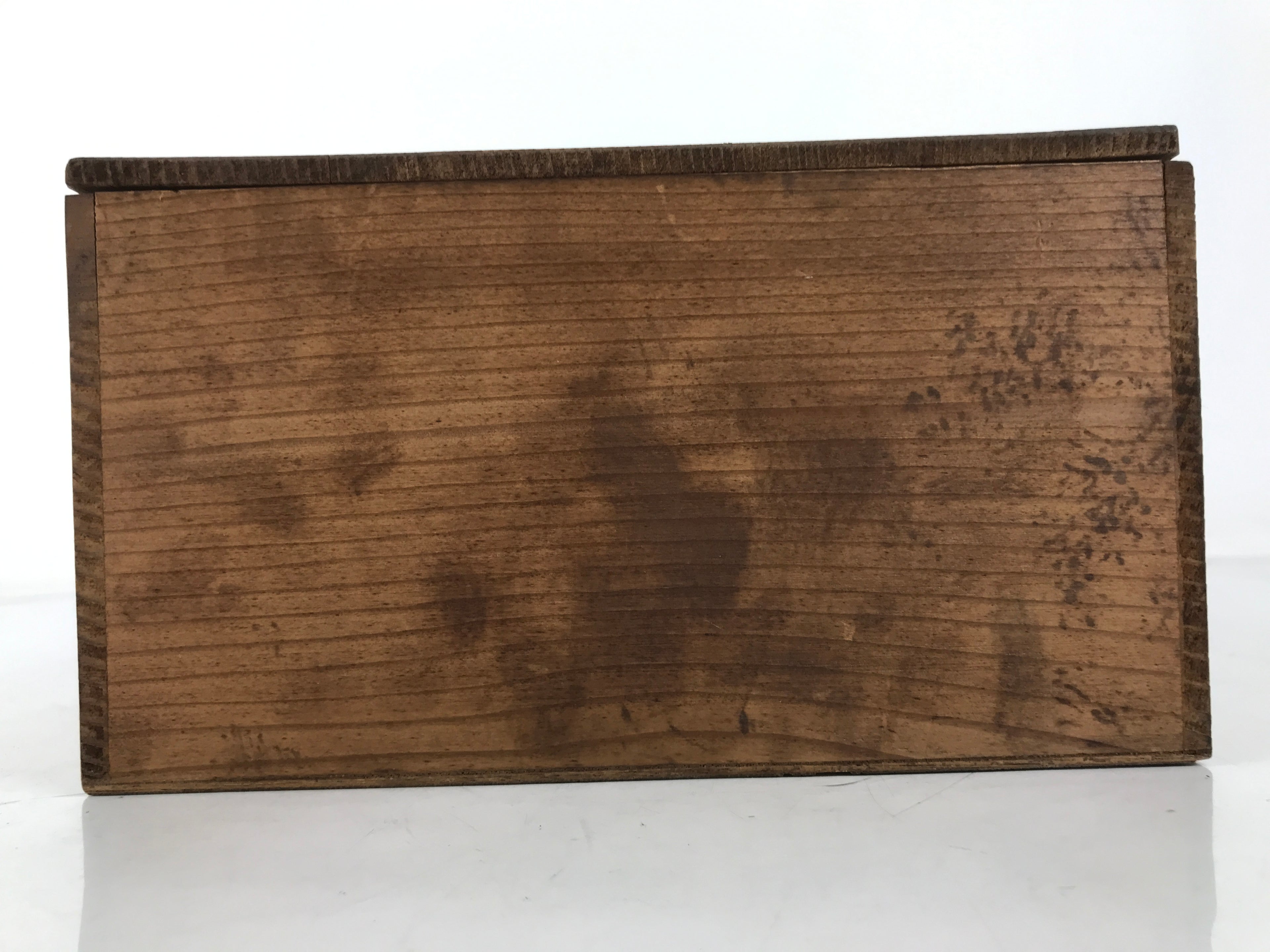 Japanese Wooden Lidded Pottery Storage Box Inside 28.4x20.5x11.4cm Brown X179