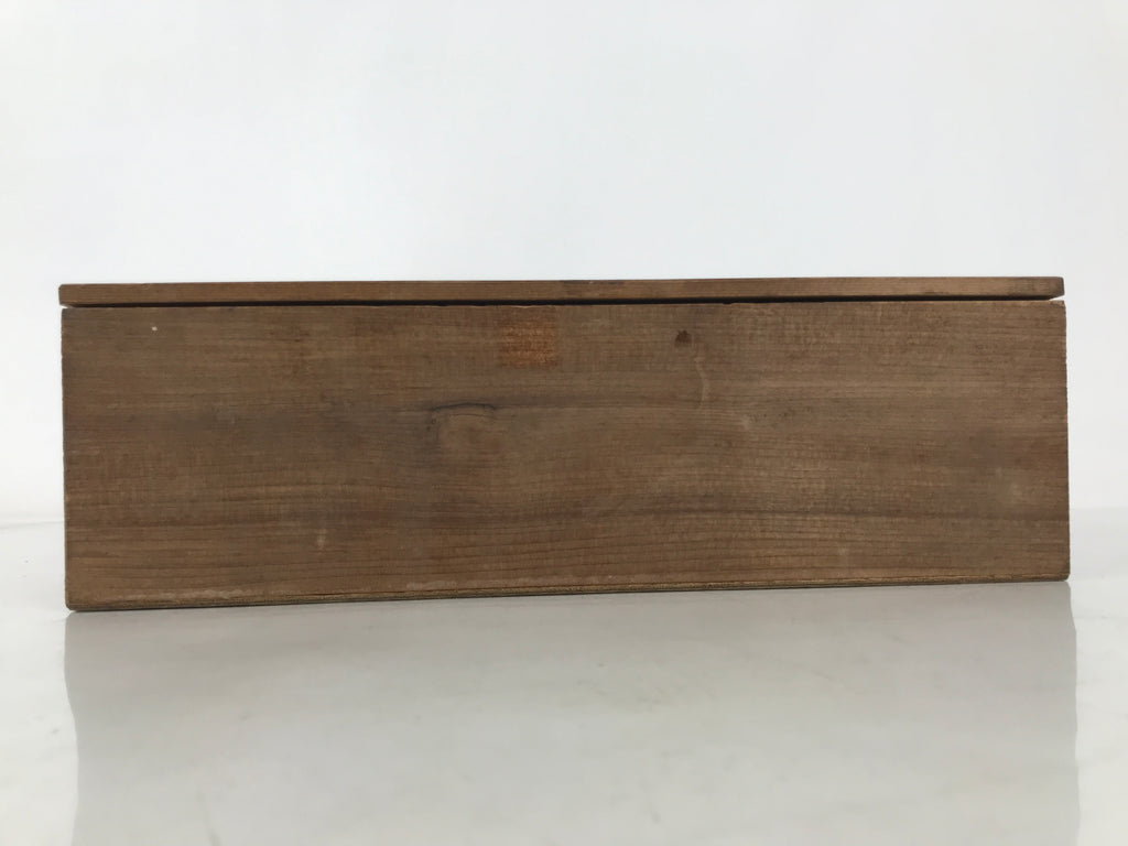 Japanese Wooden Lidded Pottery Storage Box Inside 29.2x9x8.5cm Brown X204