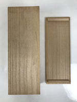 Japanese Wooden Lidded Pottery Storage Box Inside 29.8x10x10cm Brown X181