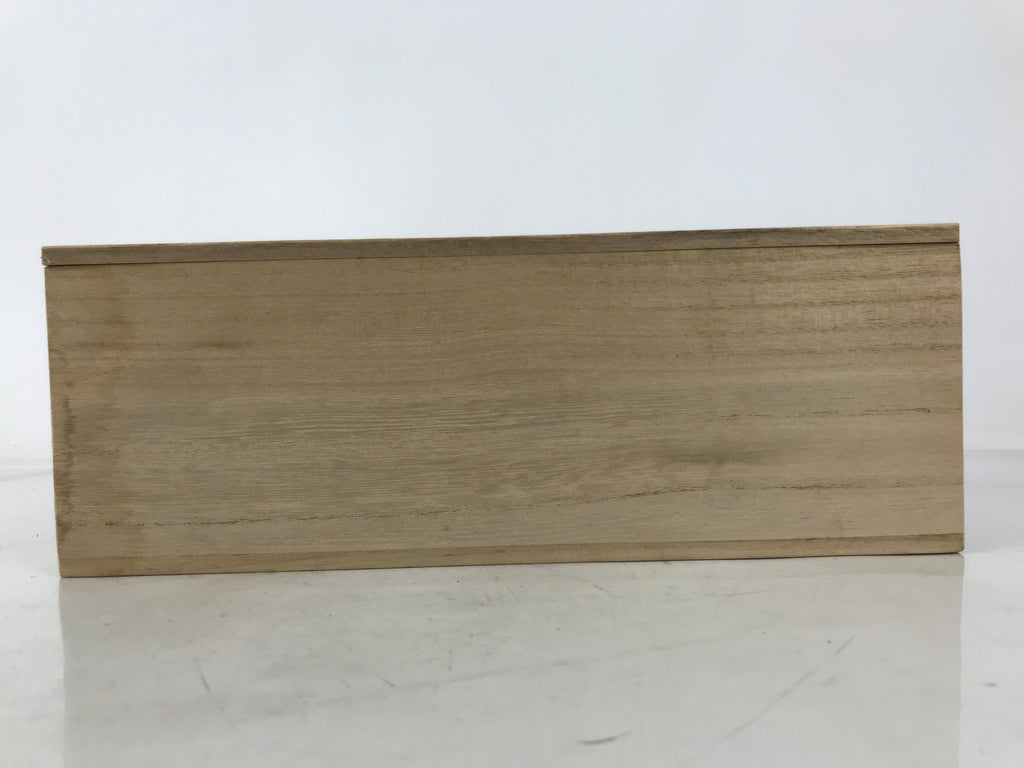 Japanese Wooden Lidded Pottery Storage Box Inside 29.8x10x10cm Brown X181