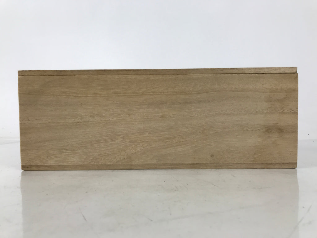 Japanese Wooden Lidded Pottery Storage Box Inside 29.8x10x10cm Brown X181
